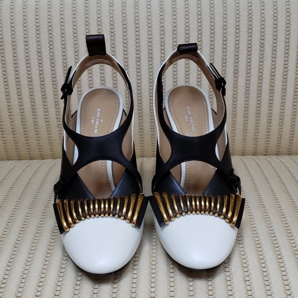 LOUIS VUITTON COLORBLOCK HEADLINE SLINGBACK PUMPS - Picture 3 of 14